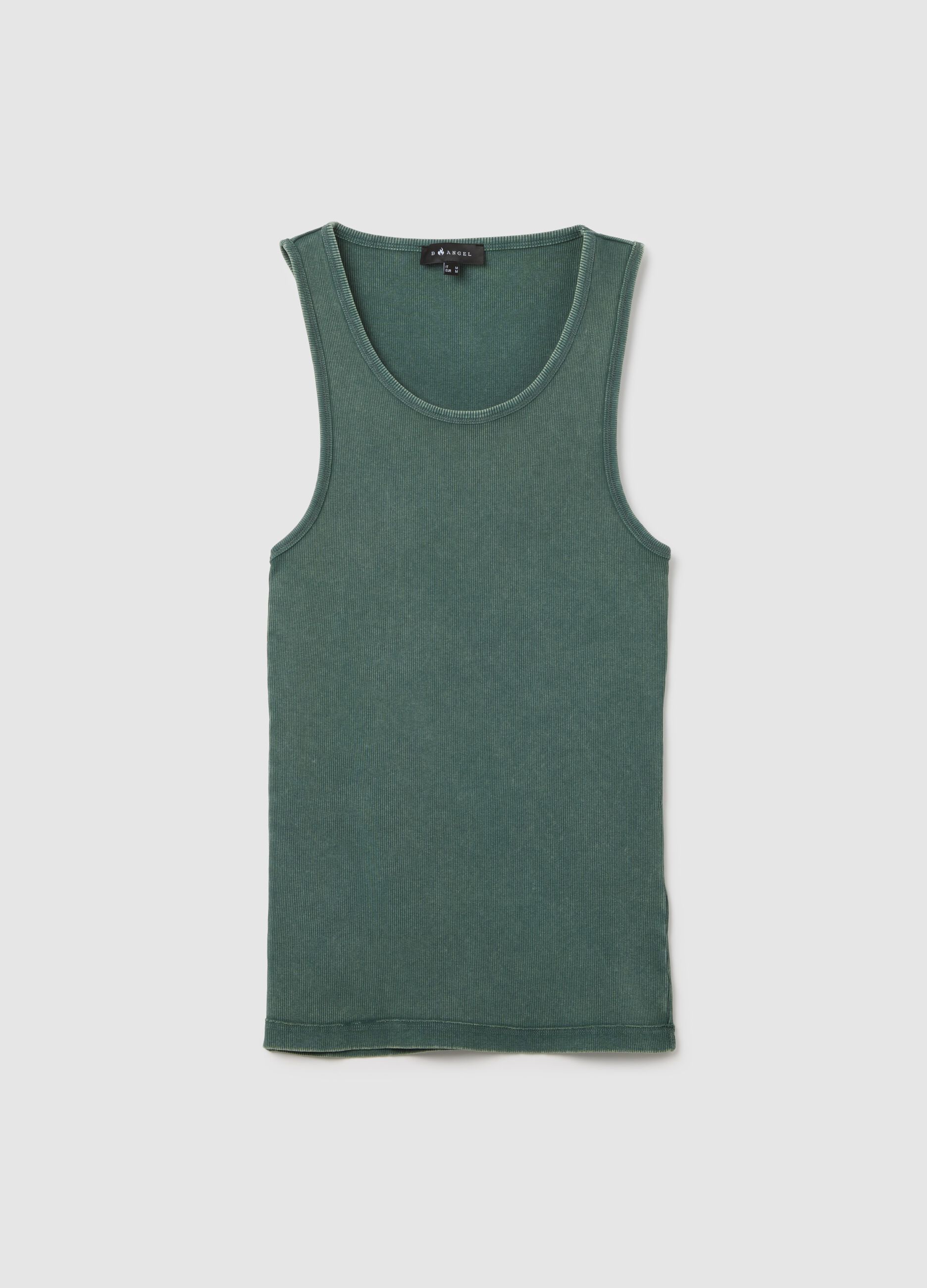 Canotta da uomo in cotone elasticizzato verde fitted