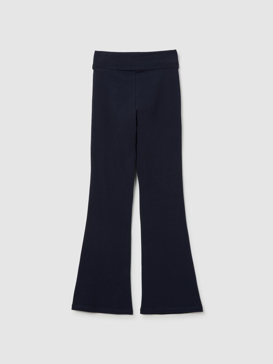 Girls' blue cotton regular fit trousers_1