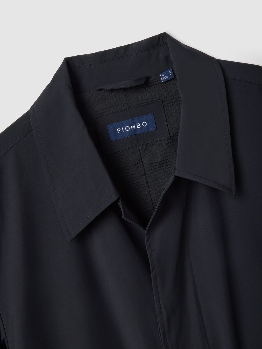 Trench lungo nero regular fit con bottoni_6