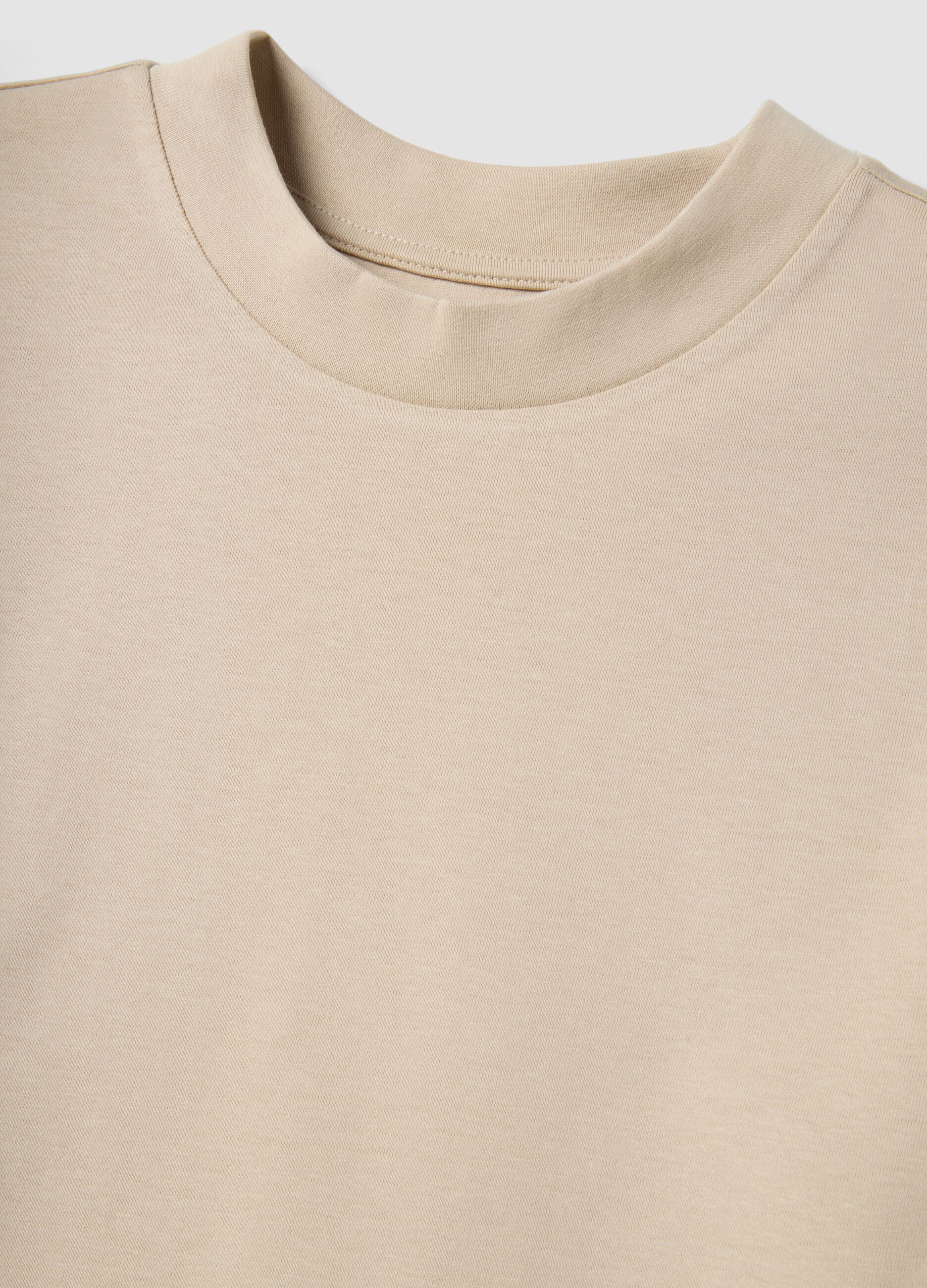 Beige pure cotton regular fit T-shirt