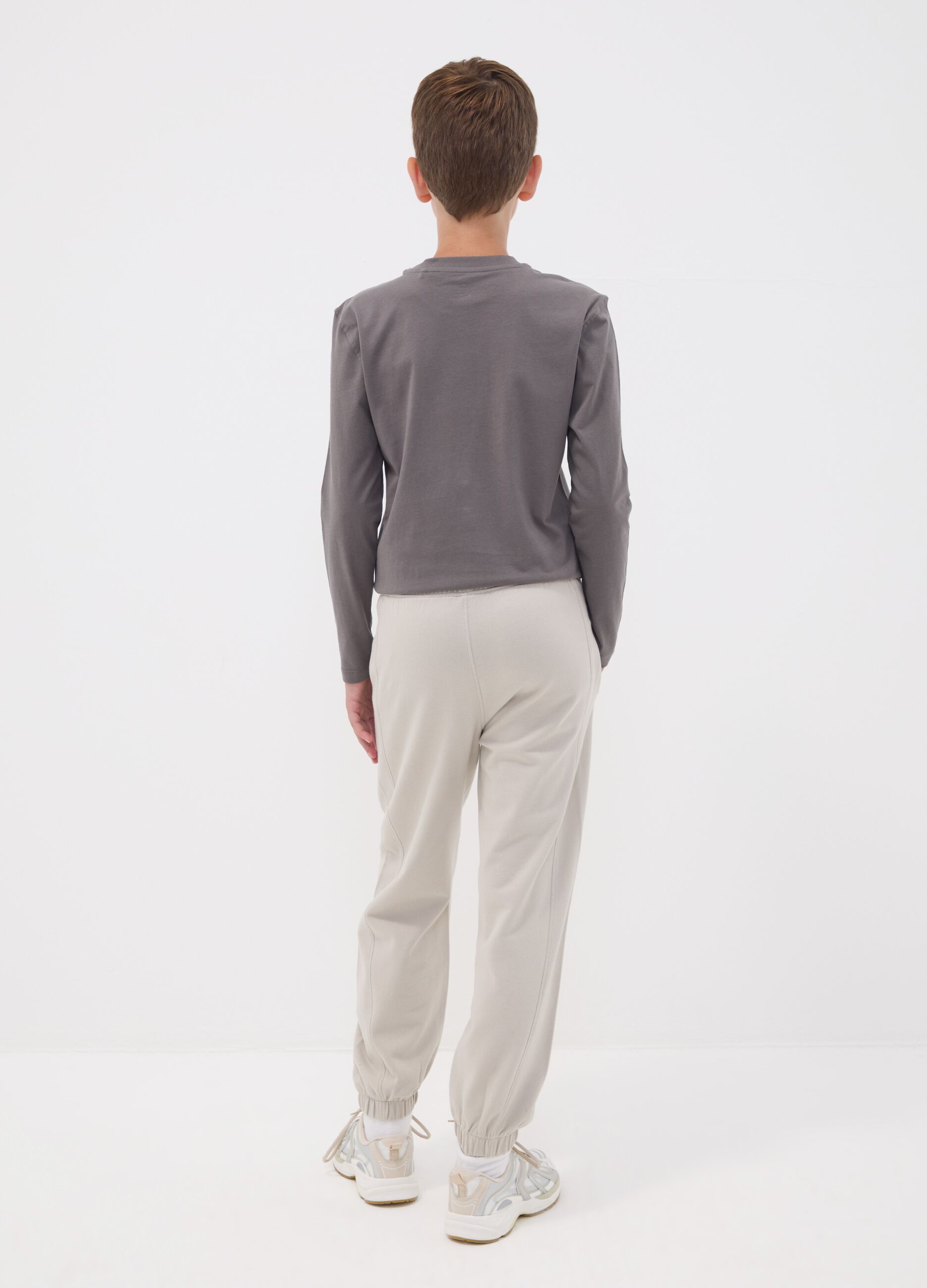 Grey pure cotton oversized joggers for boys