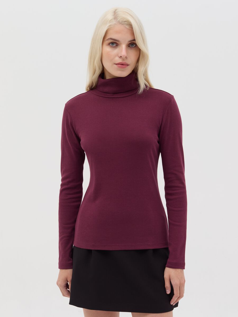 Long-sleeved T-shirt with high neck_0