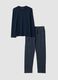 Blue pure organic cotton crew-neck pyjamas_0