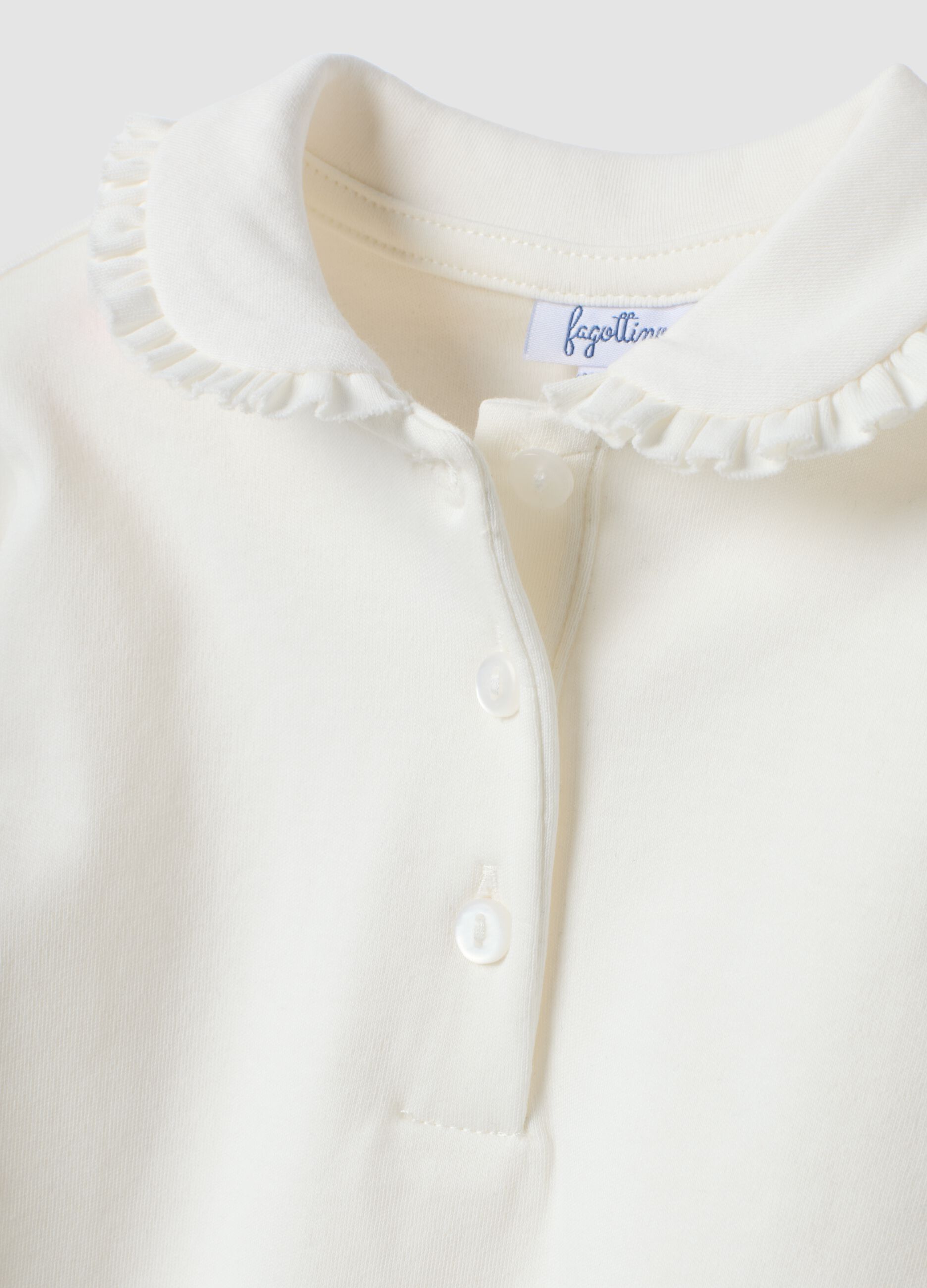 Polo bianca in puro cotone organico a maniche lunghe