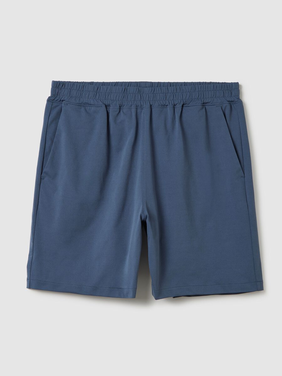 Blue Bermuda joggers in stretch fabric_4