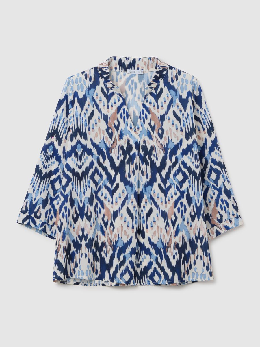 Women's blouse in a blend with multicolour geometric print regular fit_4
