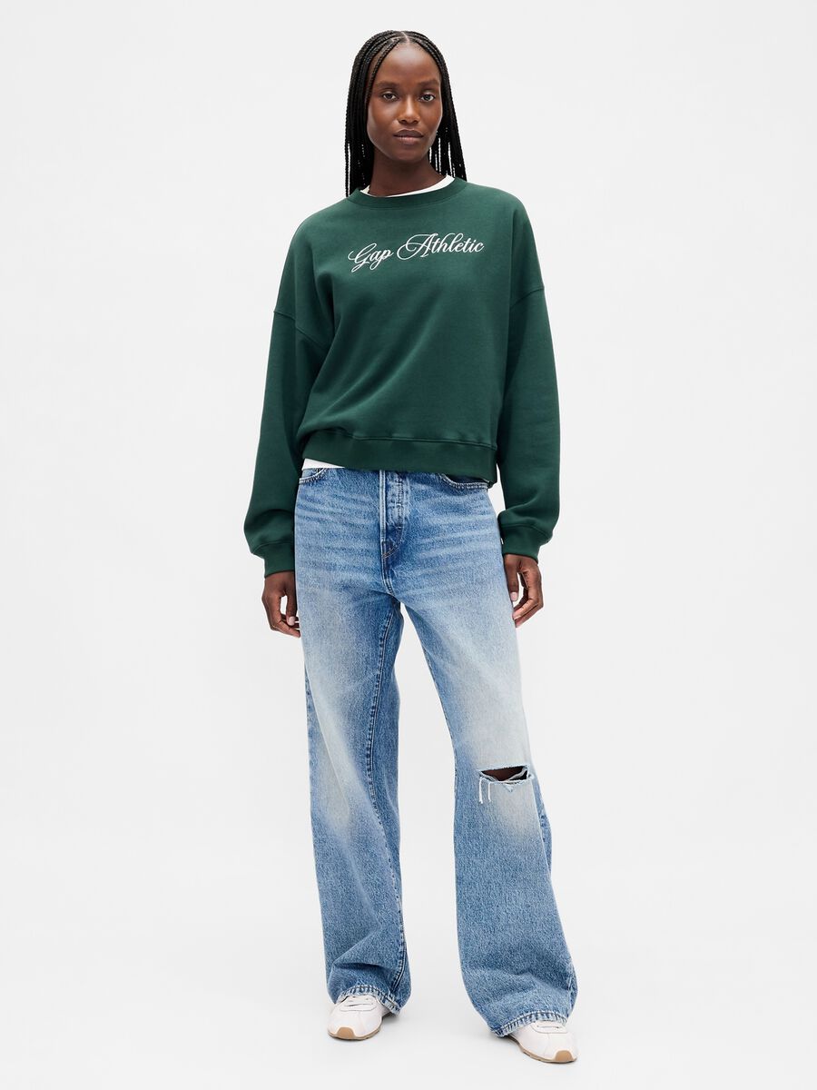 Women's Green Sweatshirt with Print_2