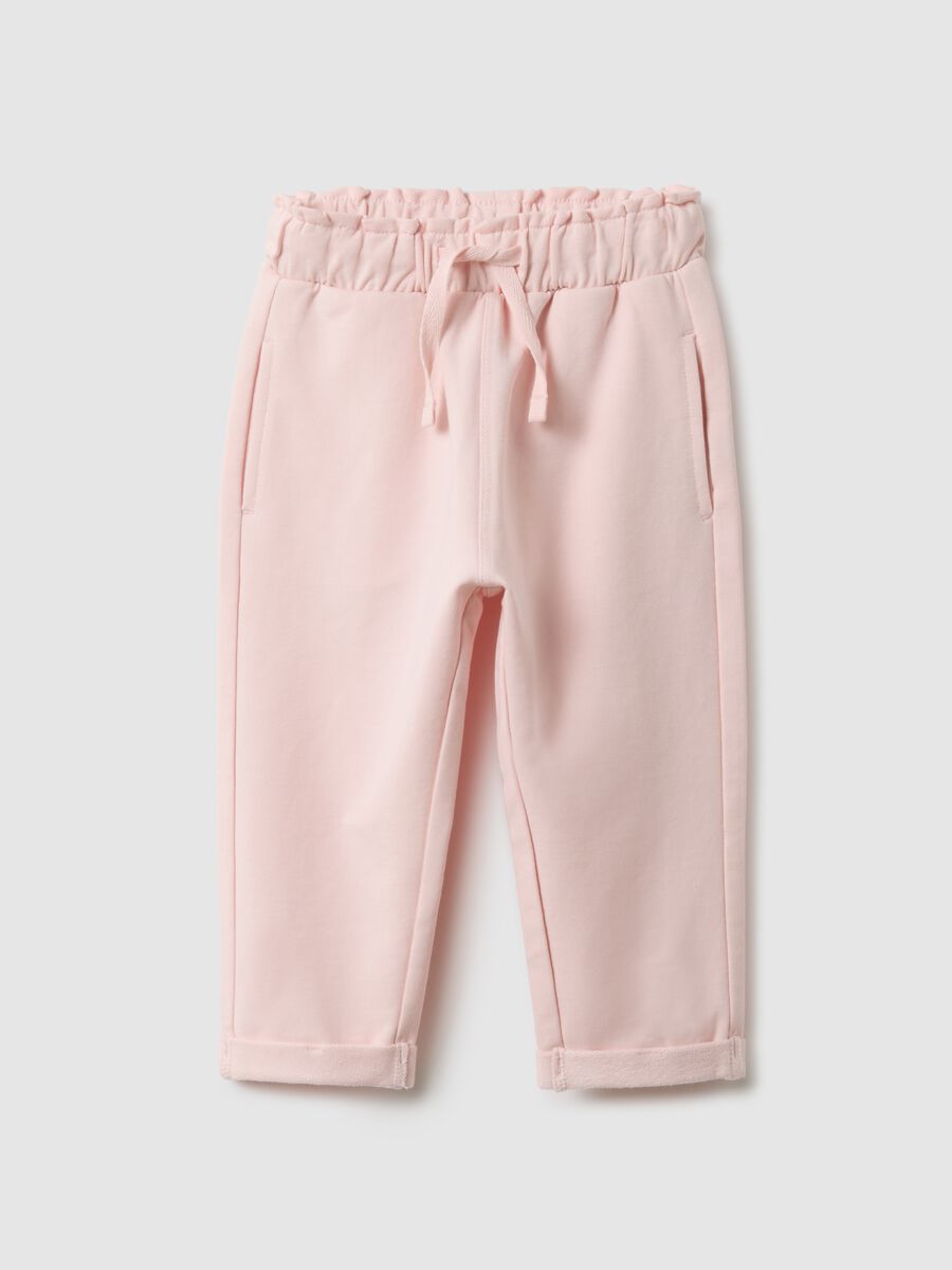 Girls' pink cotton jogger trousers with regular fit_0