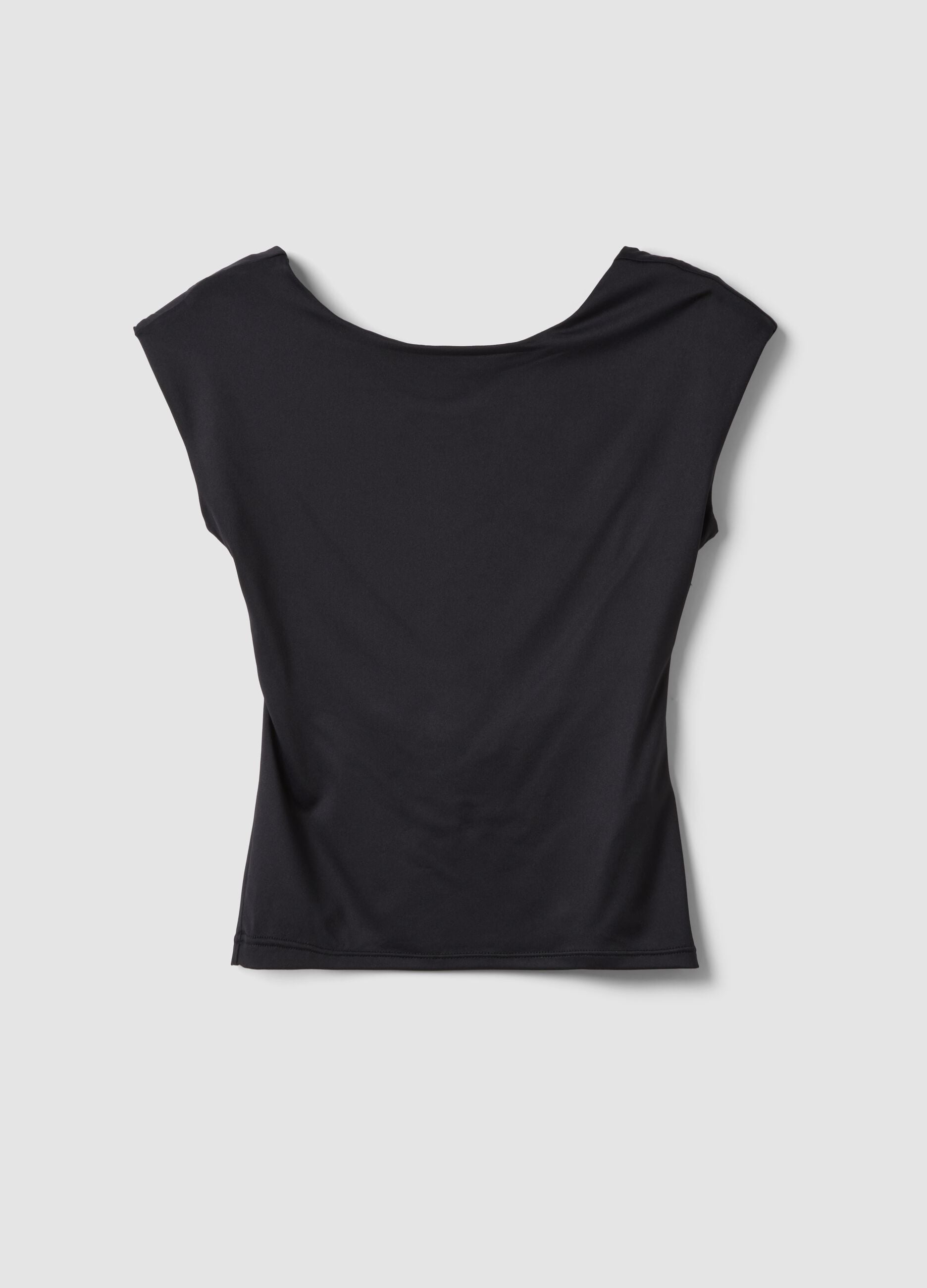 Black stretch fabric top
