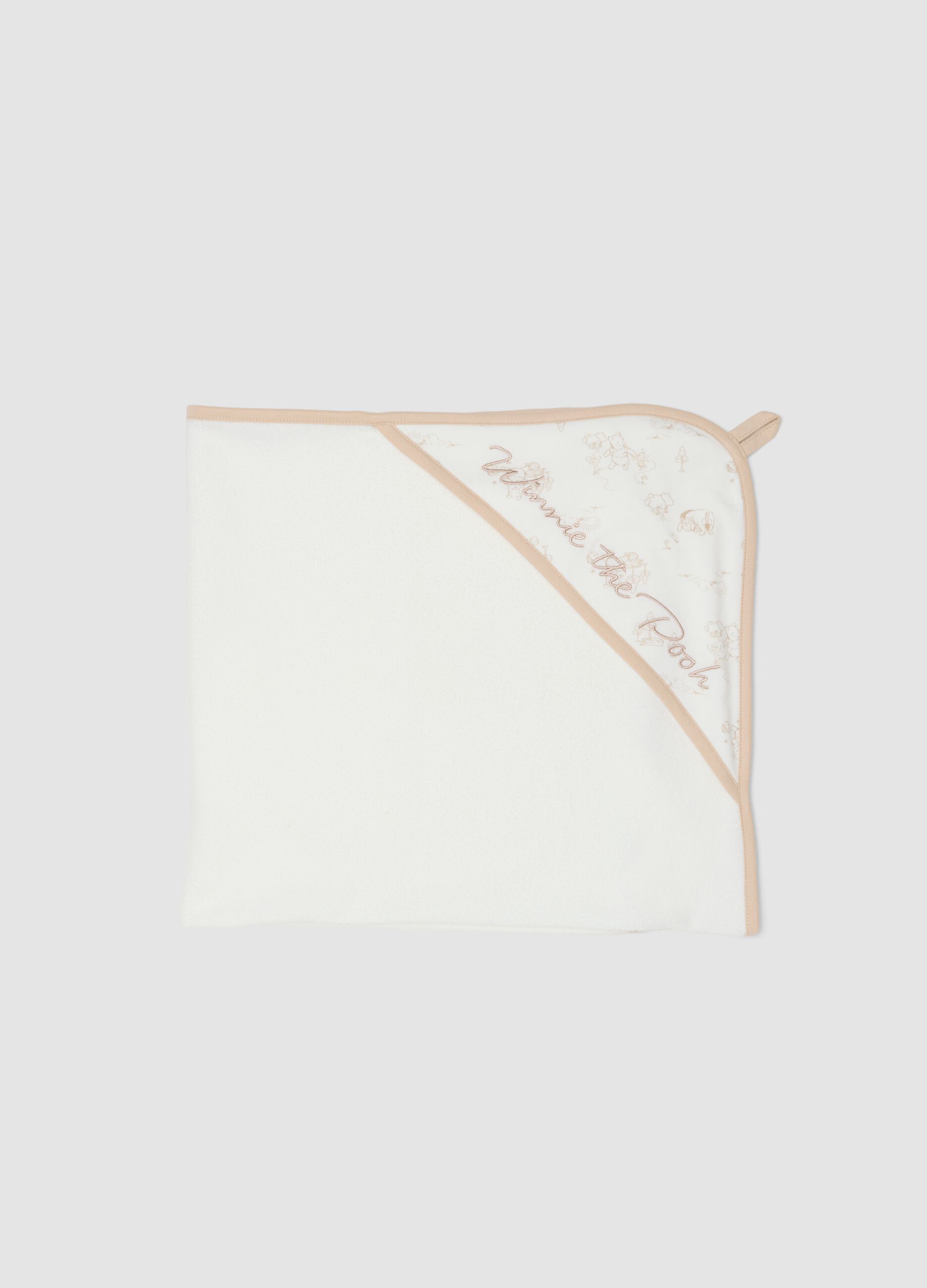 White organic cotton-blend baby hooded towel bathrobe Winnie the Pooh