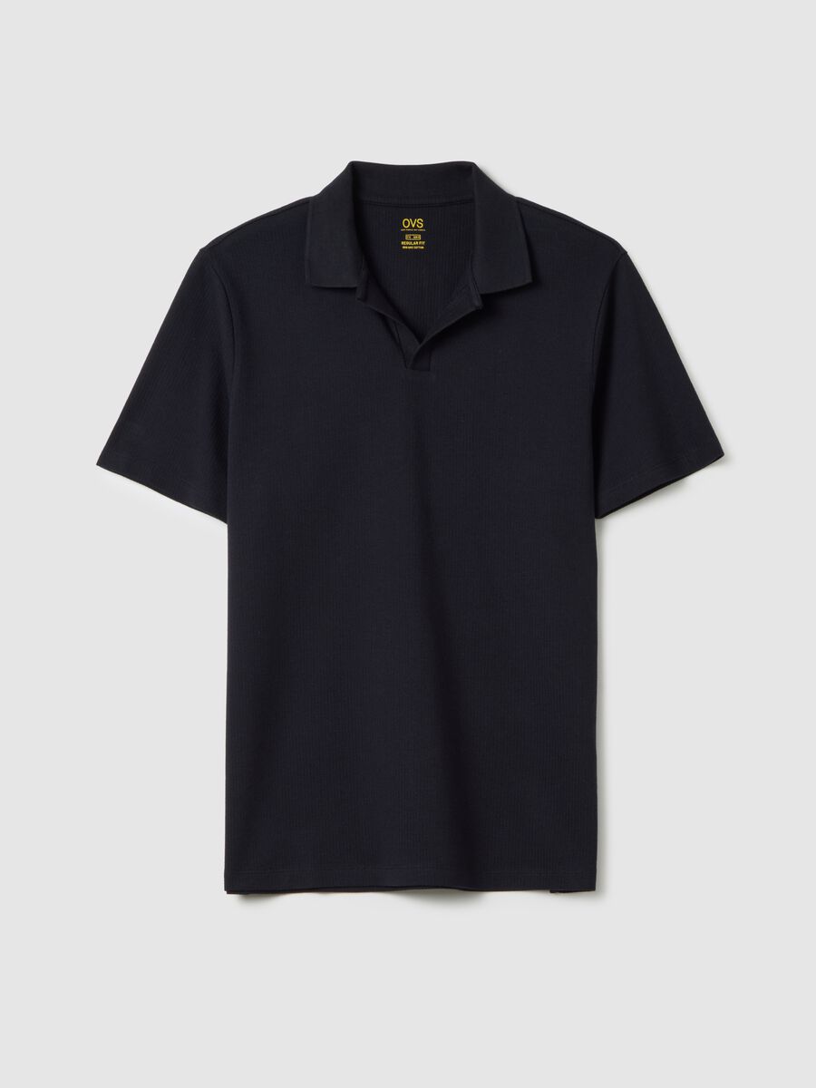 Men's blue pure cotton polo regular fit_4