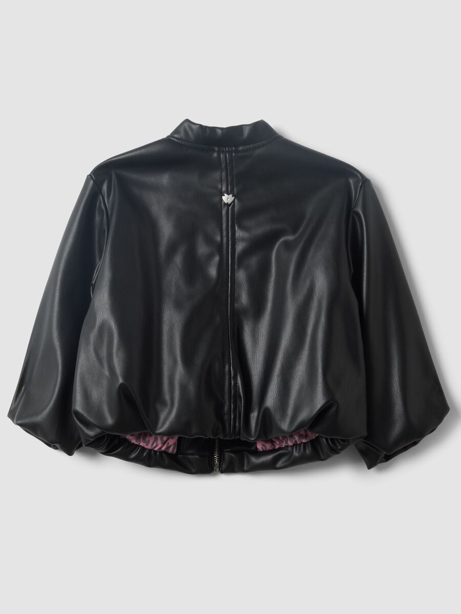 Black padded zip-up jacket for girls_1