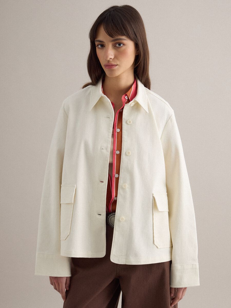 White Stretch Cotton Jacket_0