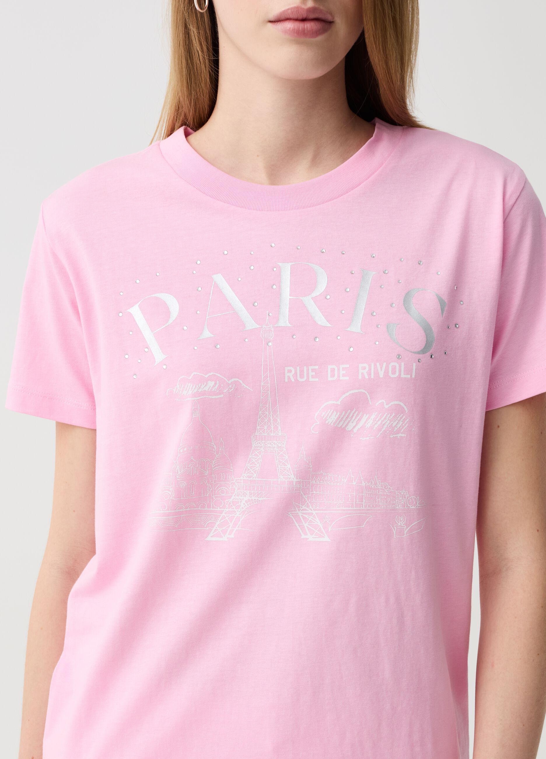 T-shirt con stampa Parigi in foil