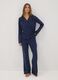 Blue pyjama trousers in cotton, lyocell and stretch wool_0