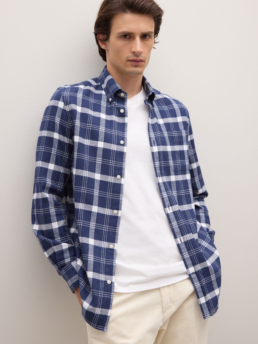 Multicolour checkered pure cotton regular fit flannel shirt_0