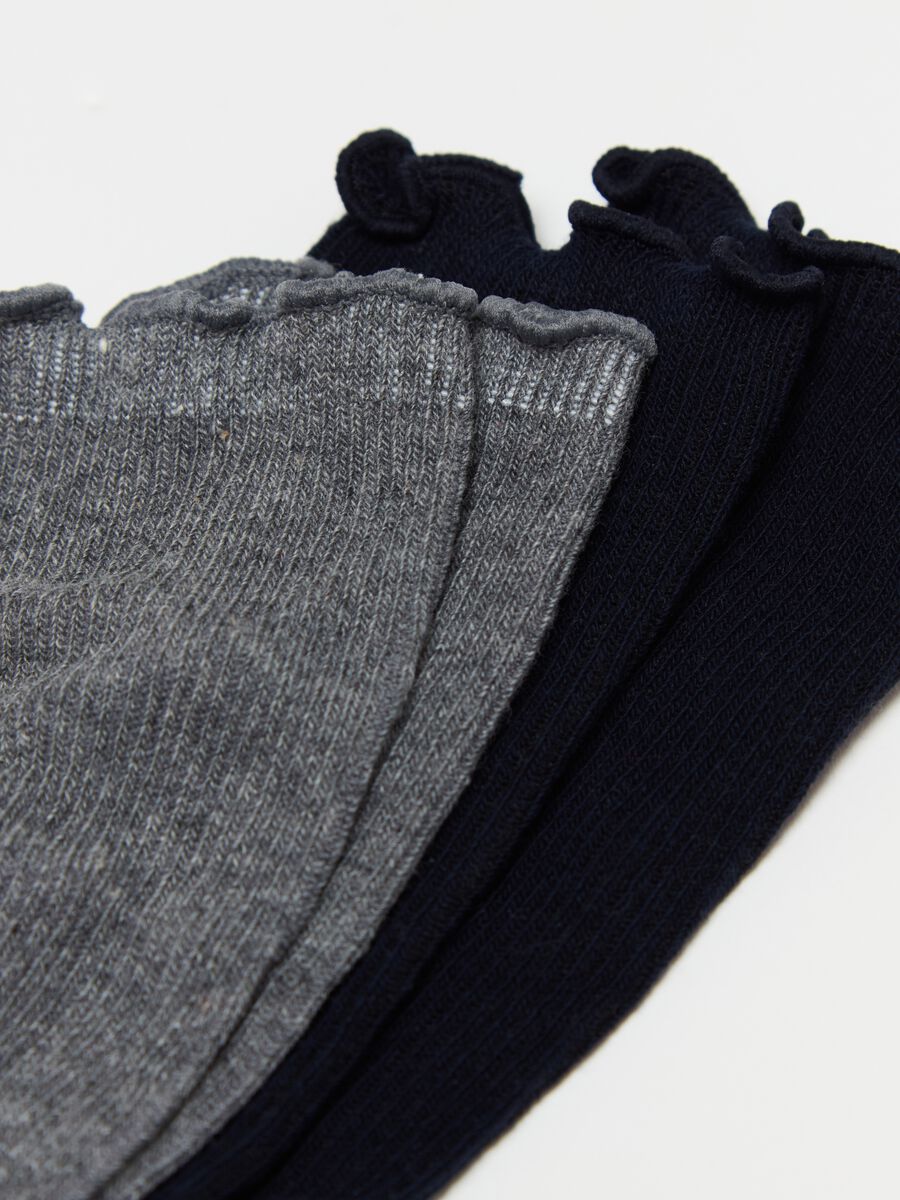 Three-pair pack short socks with wavy trim_2