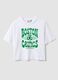 White pure cotton relaxed fit girl T-shirt Boston Celtics_0