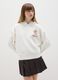 White cotton blend regular fit sweatshirt with print_1