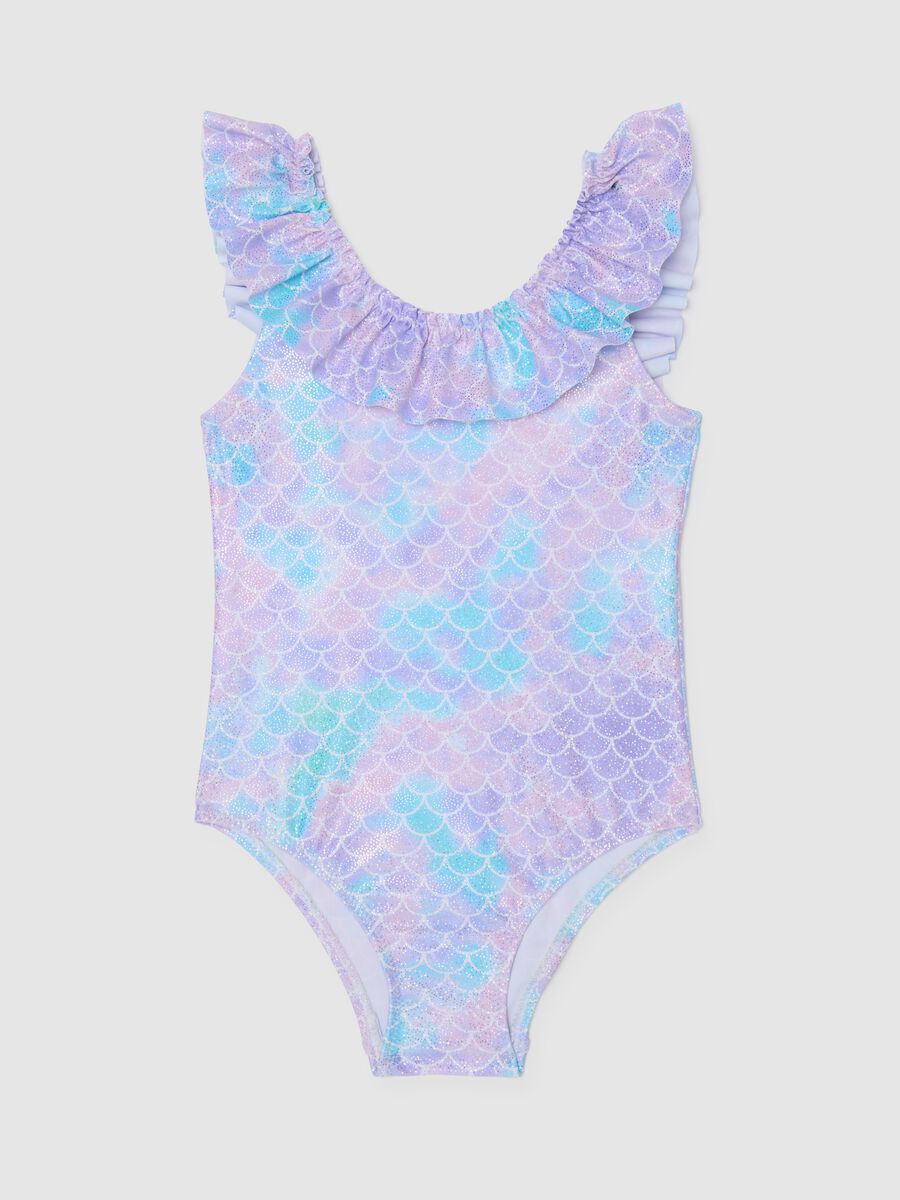 Multicolour Stretch Fabric Girl's Swimsuit_0