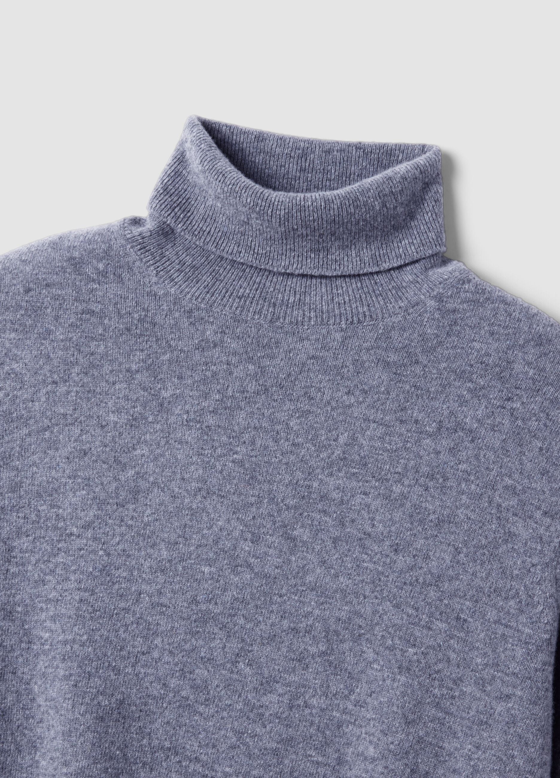 Grey marl pure wool roll-neck jumper, regular fit