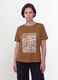 Brown pure cotton T-shirt with front print, regular fit_0