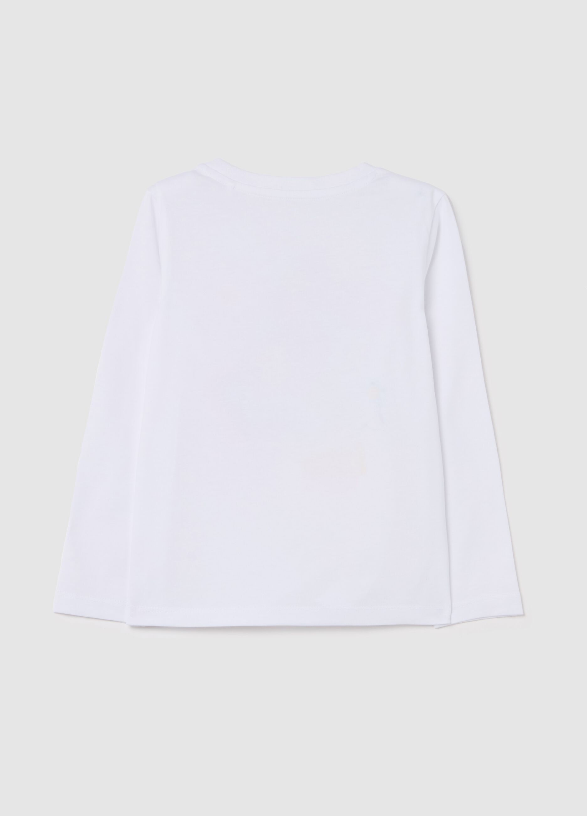 Cotton T-shirt with print and long sleeves