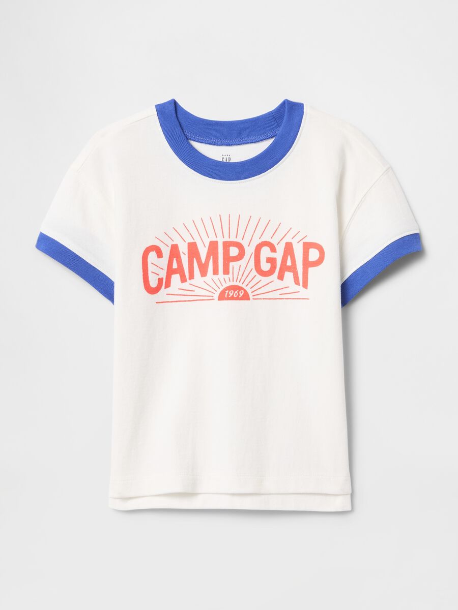 White Camp Gap T-shirt with blue details_0