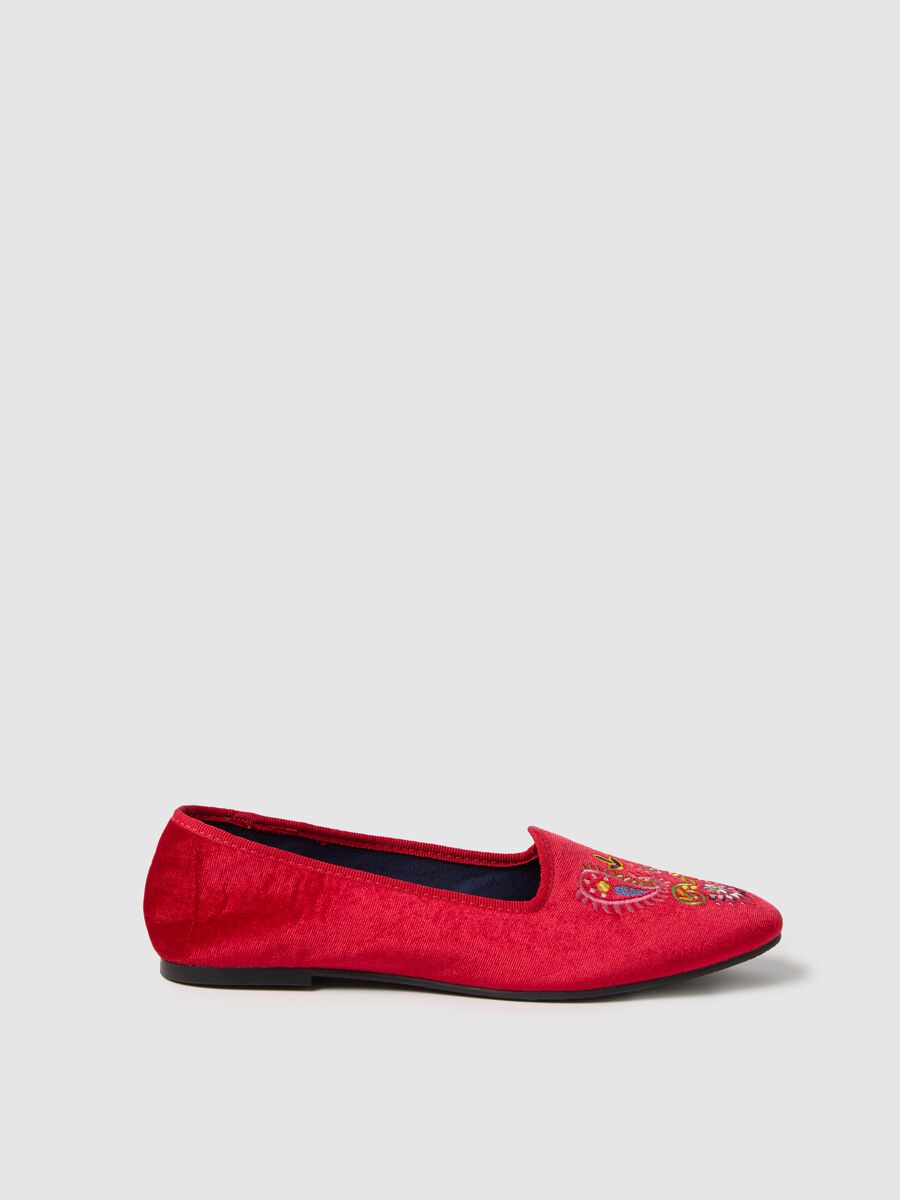 Velvet slipper shoes with embroidery_0