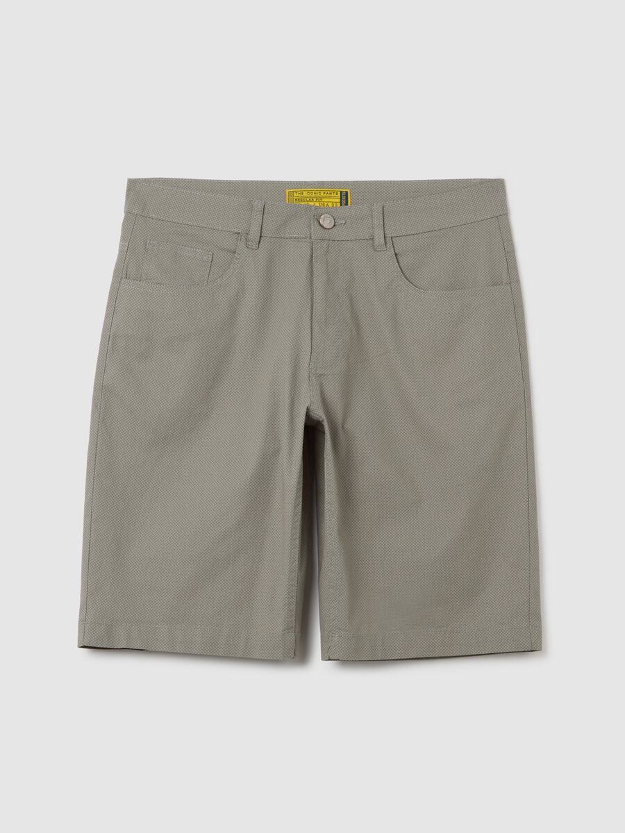 Men's grey stretch cotton Bermuda shorts in regular fit_0