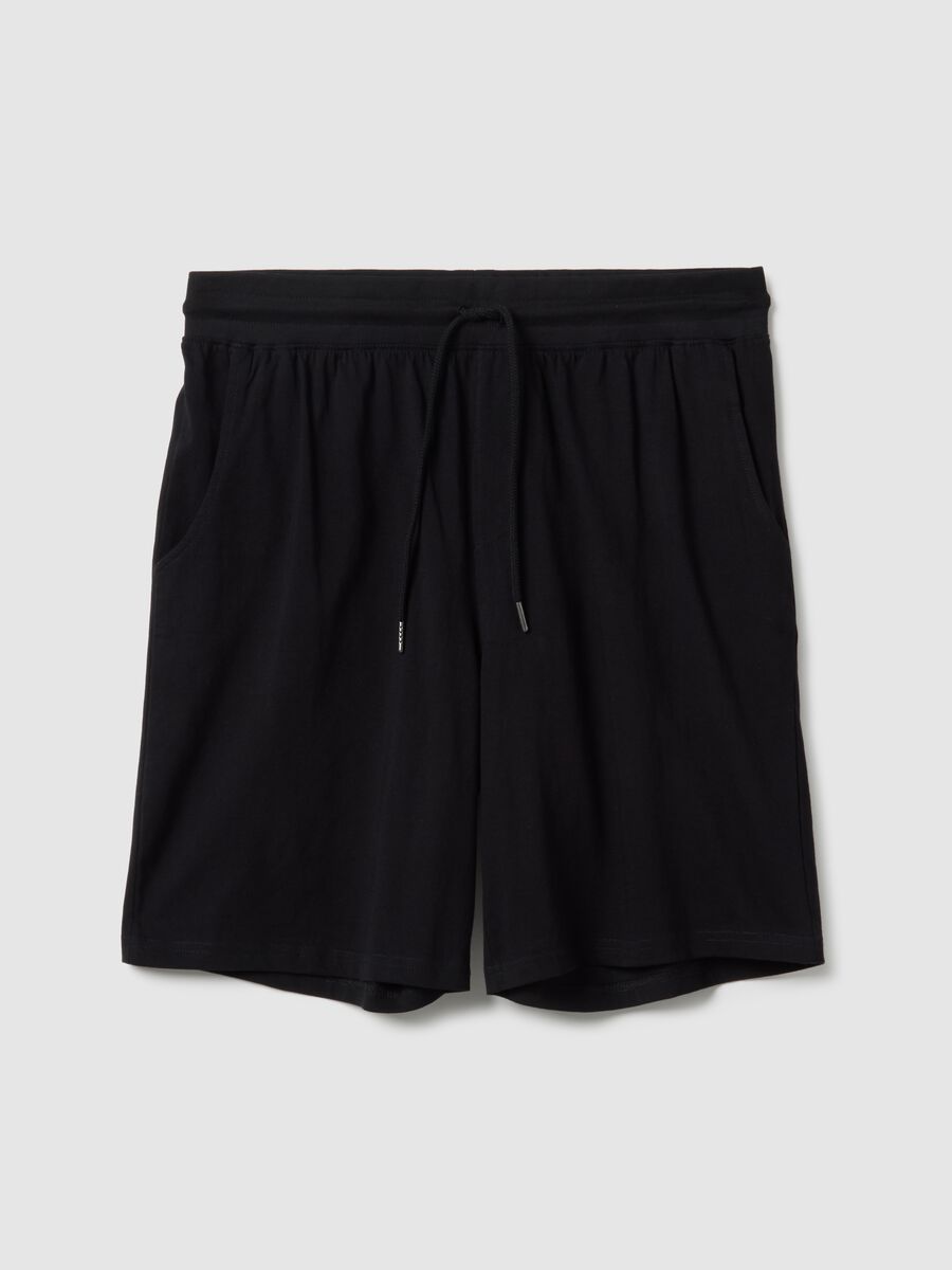 Black pure cotton regular fit pyjama shorts_4