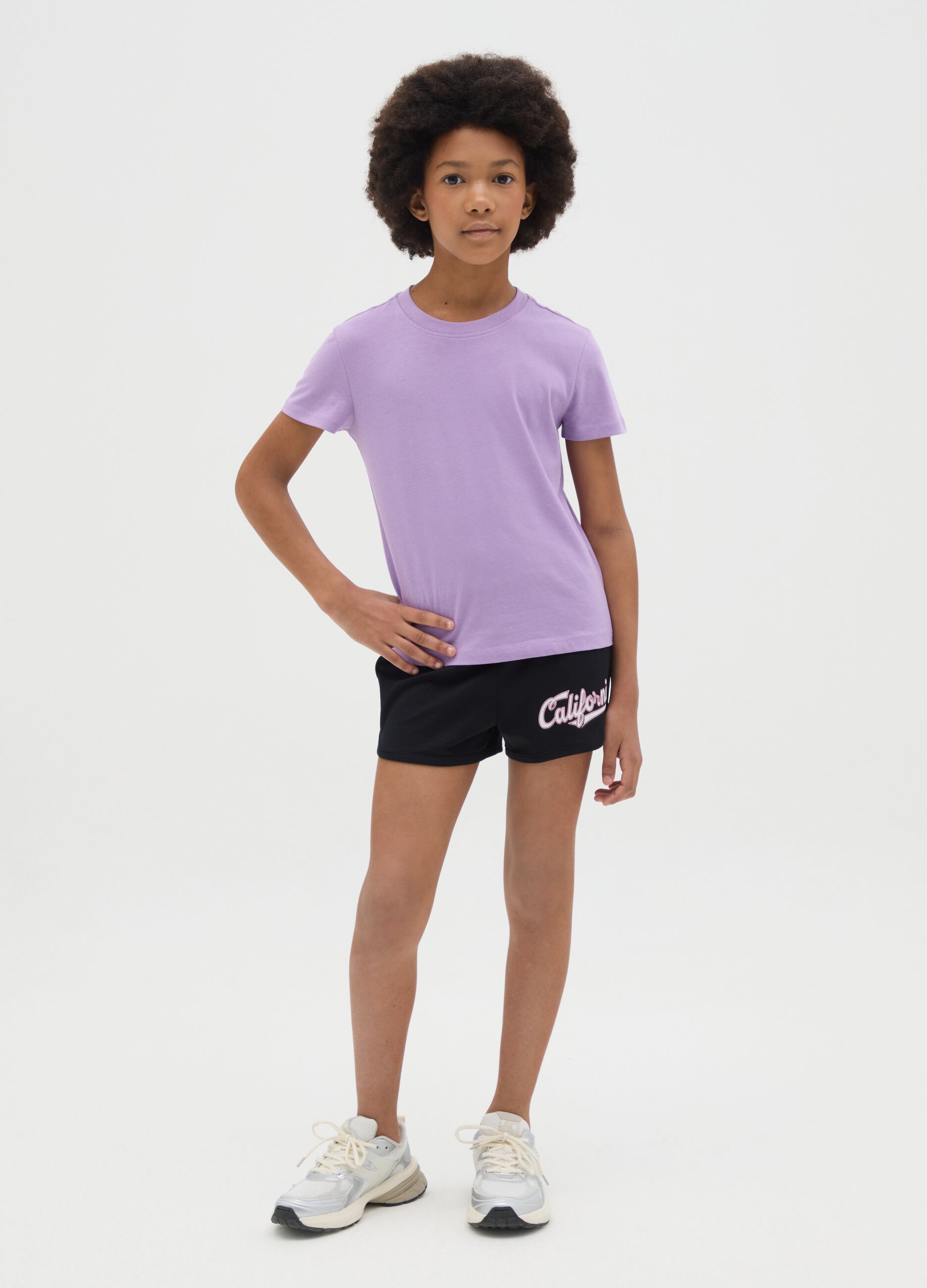 Shorts in felpa con stampa lettering