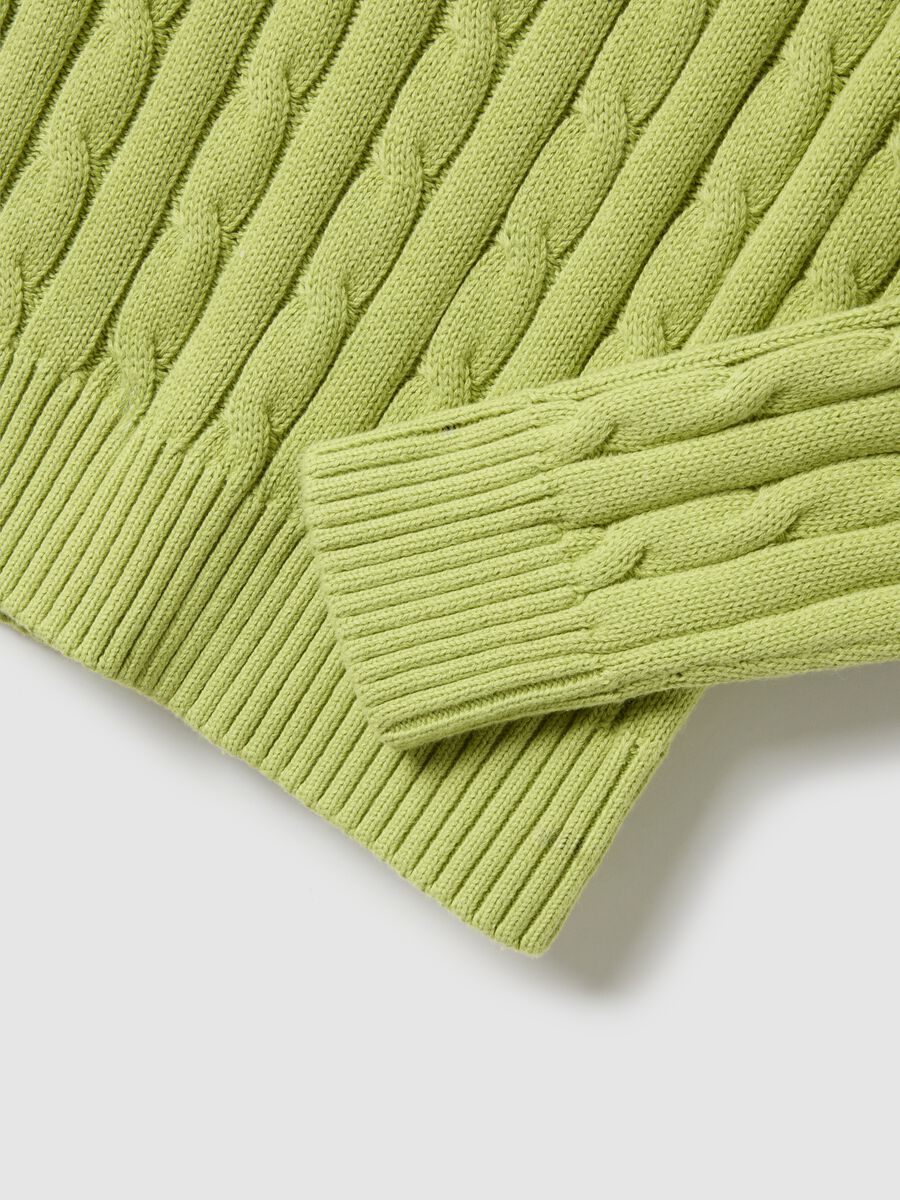 Green pure cotton regular fit cable knit jumper_1