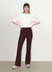 Brown ribbed pure cotton flared leggings_0