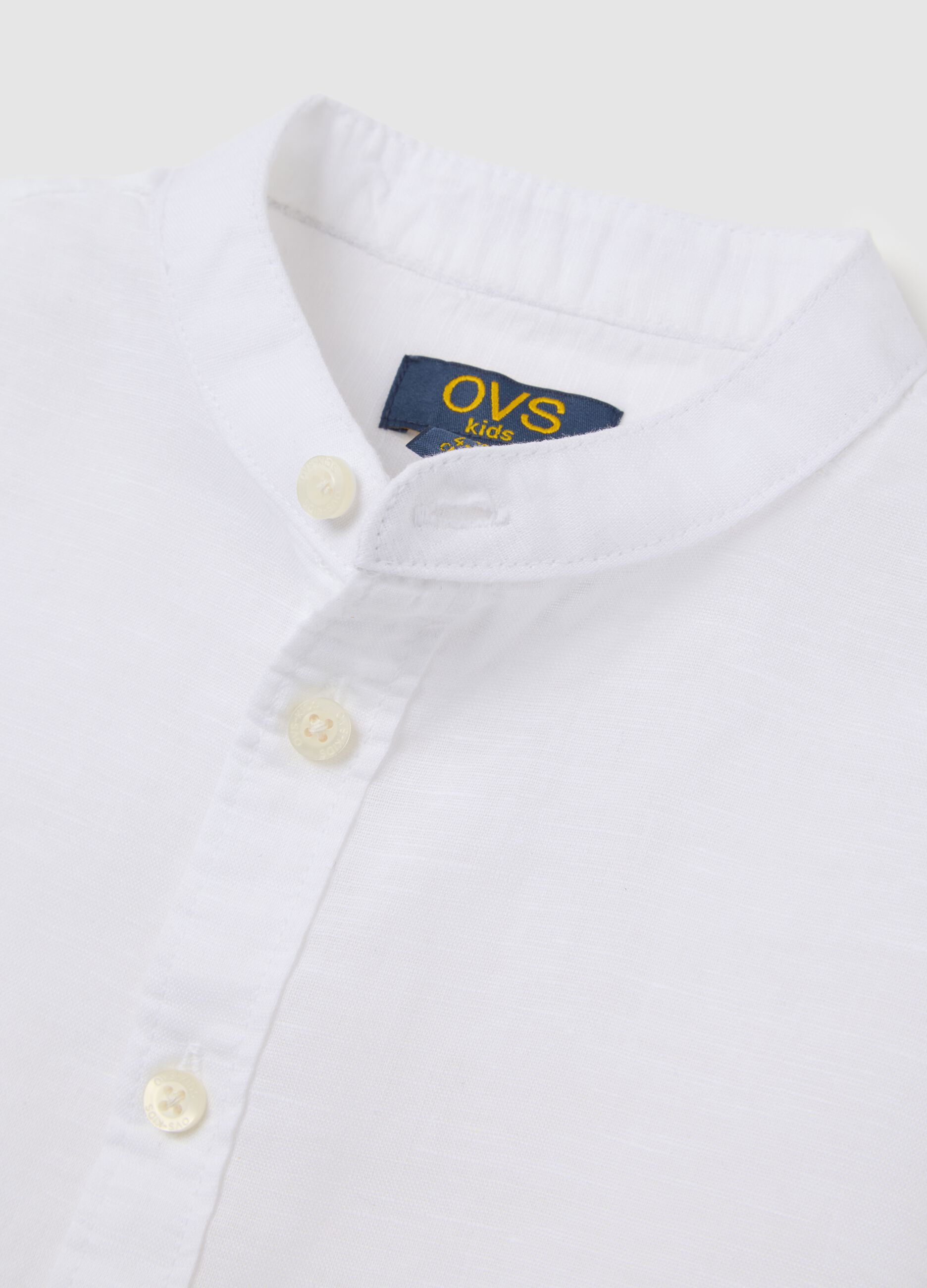 OVS Kids White Long Sleeve Linen and Cotton Shirt