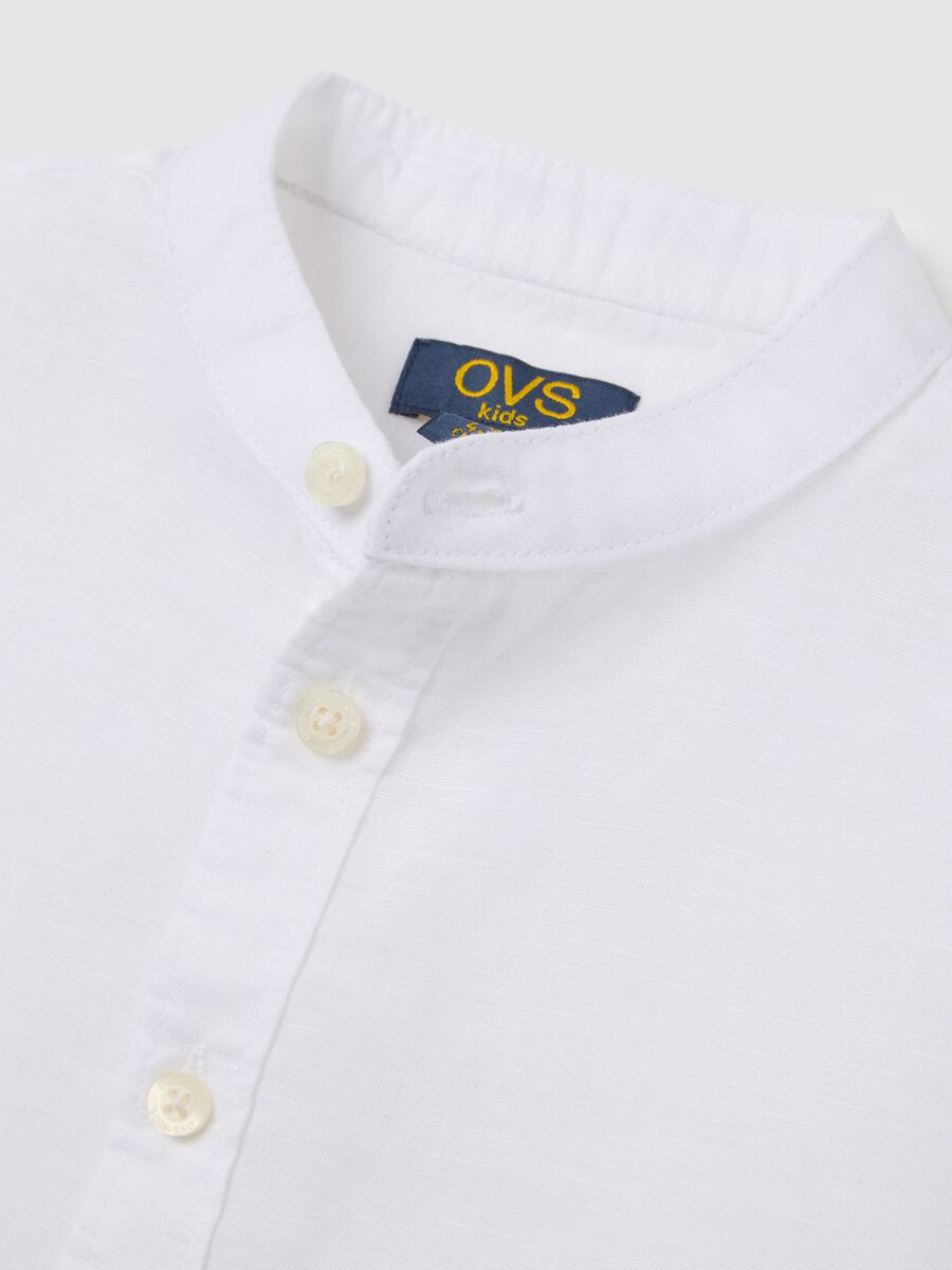 OVS Kids White Long Sleeve Linen and Cotton Shirt_3