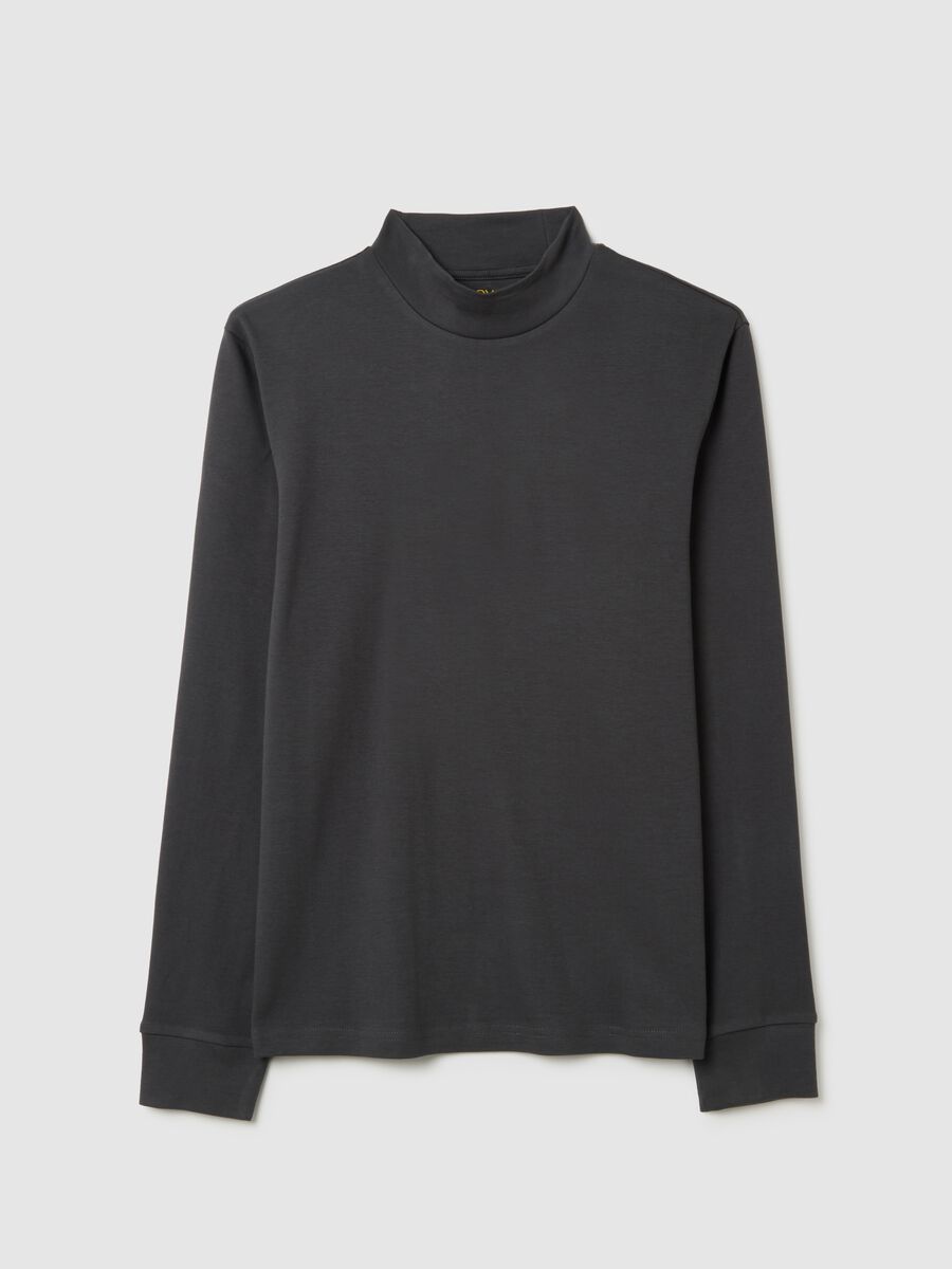 Maglia in puro cotone nero regular fit_0