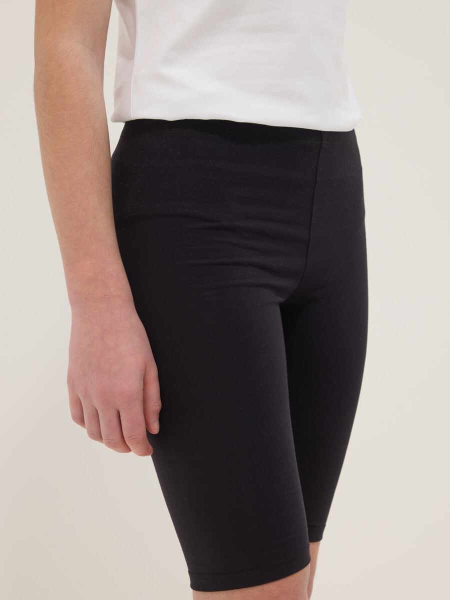 Girls&rsquo; black skinny cycling shorts in stretch cotton_2