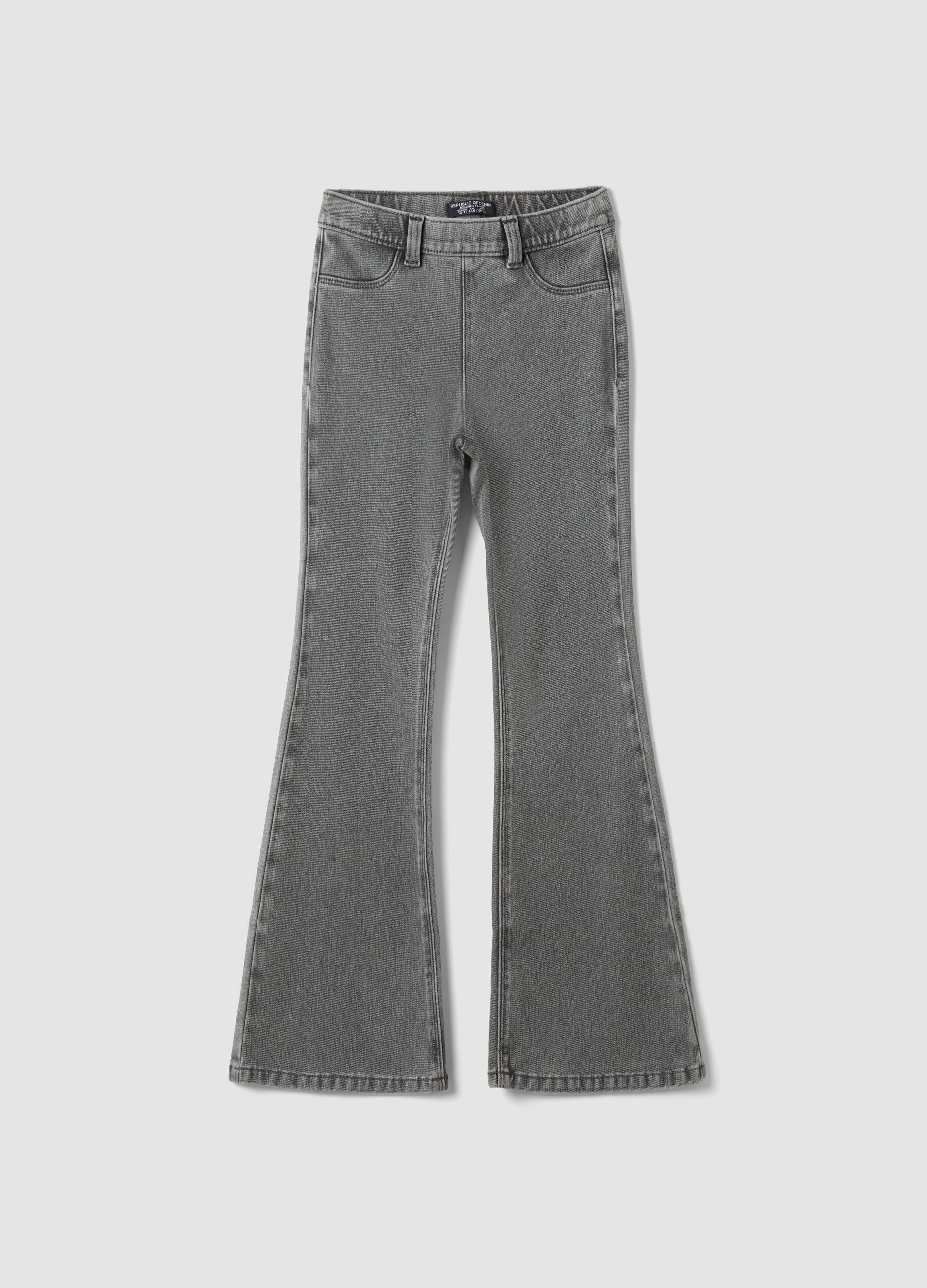 Jeggings grigi flare fit in cotone elasticizzato per ragazza
