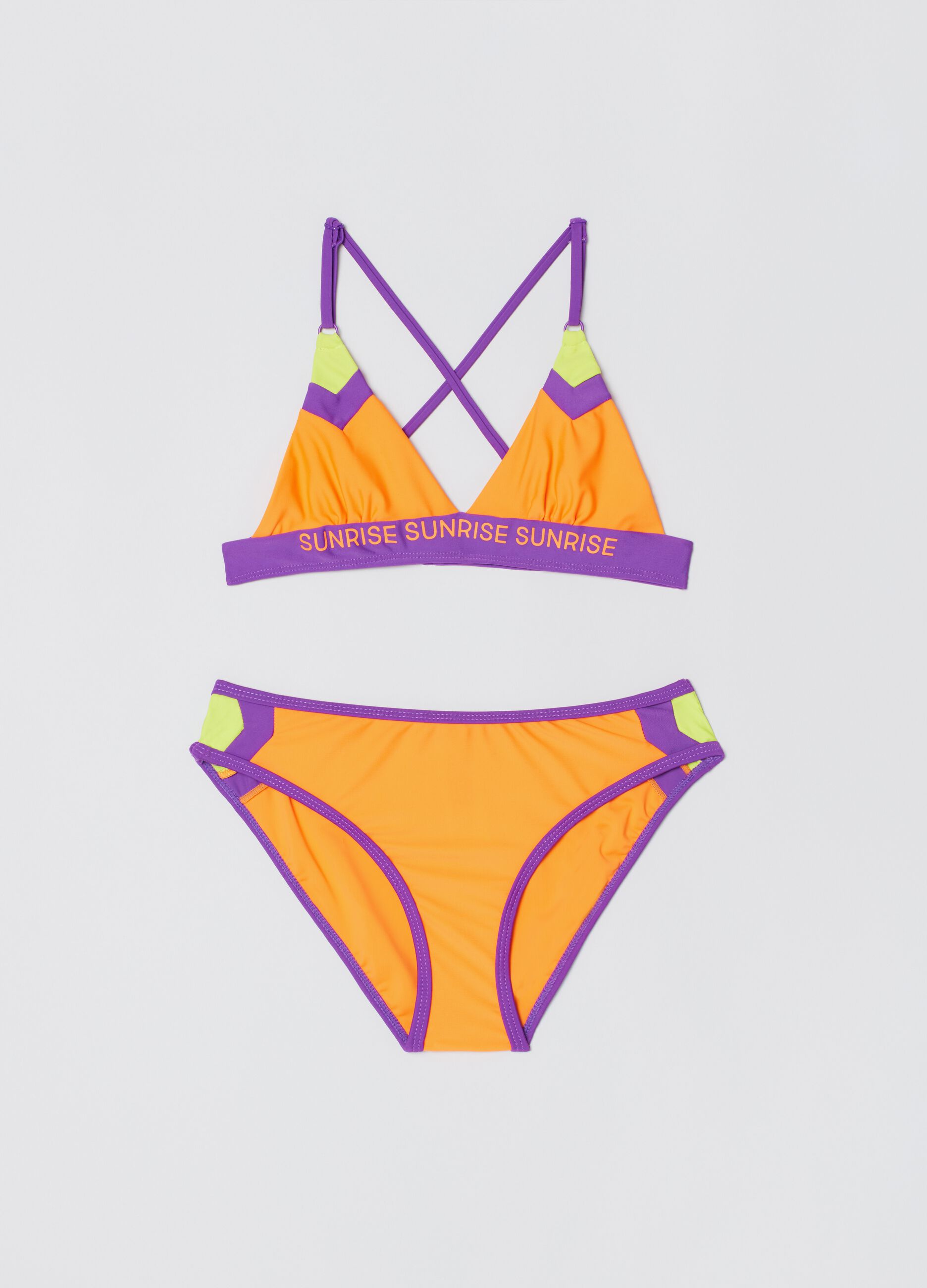 Bikini multicolor con stampa lettering_0