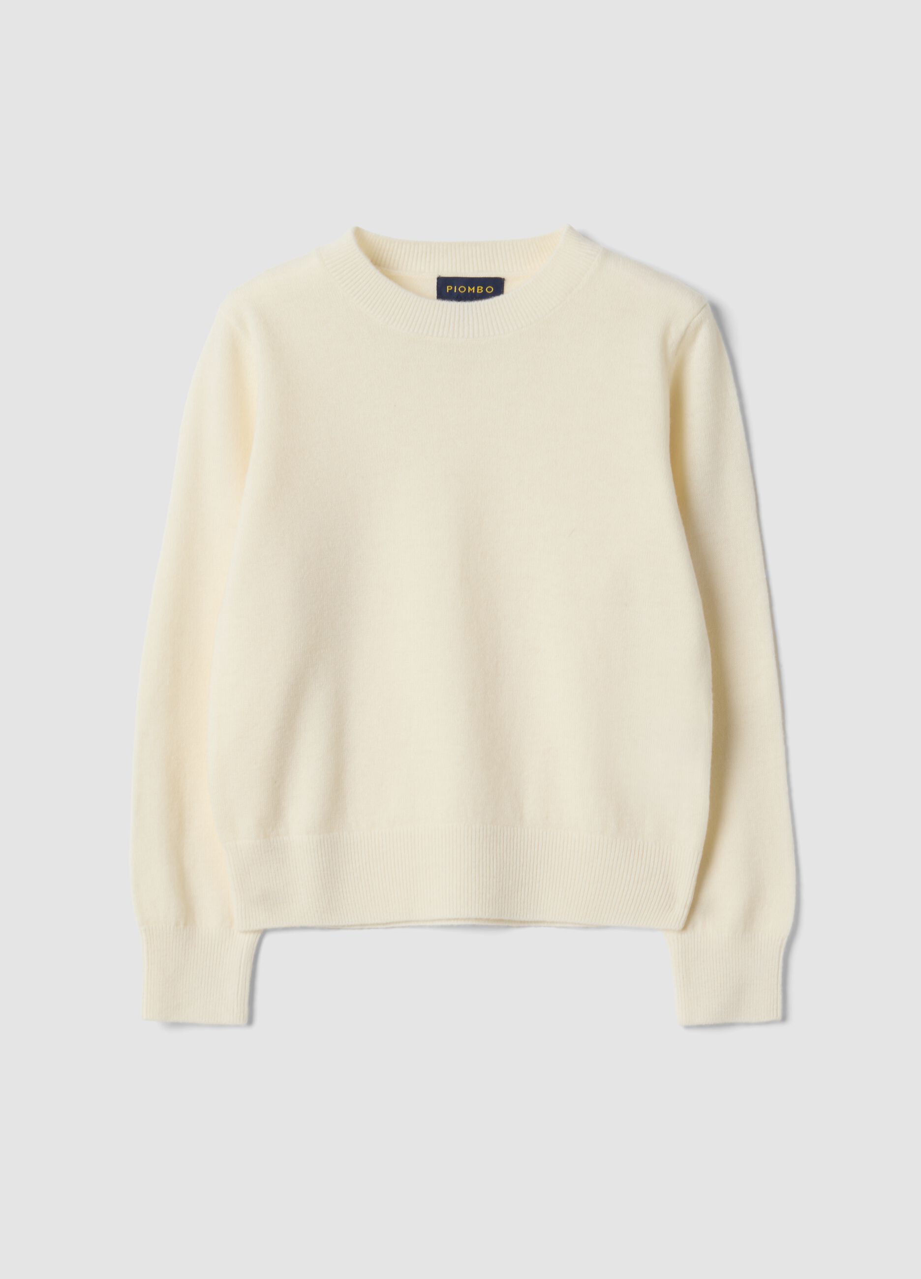 Maglione bianco in pura lana a maniche lunghe regular fit