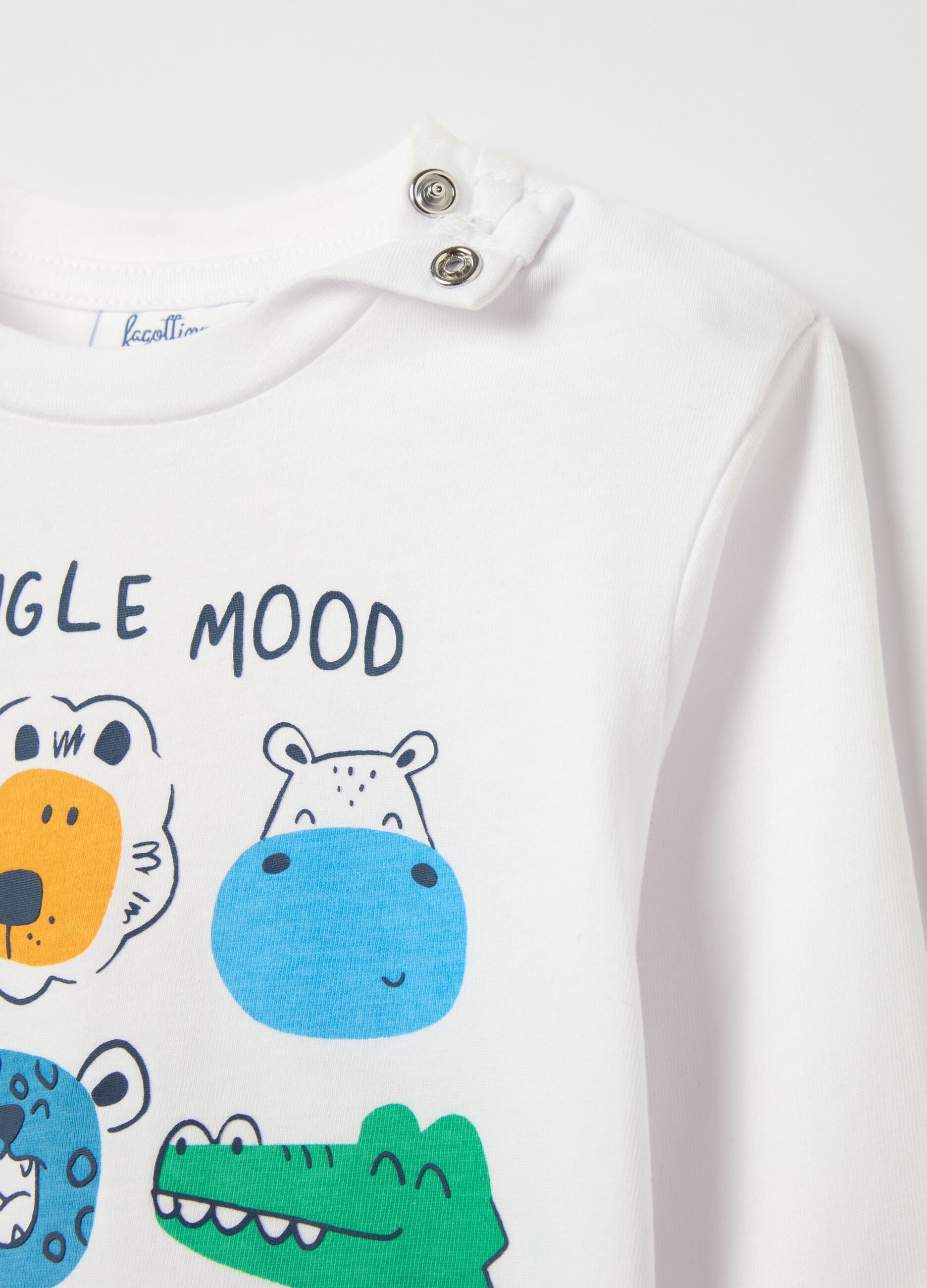 Long-sleeved cotton T-shirt with “Jungle Mood” print