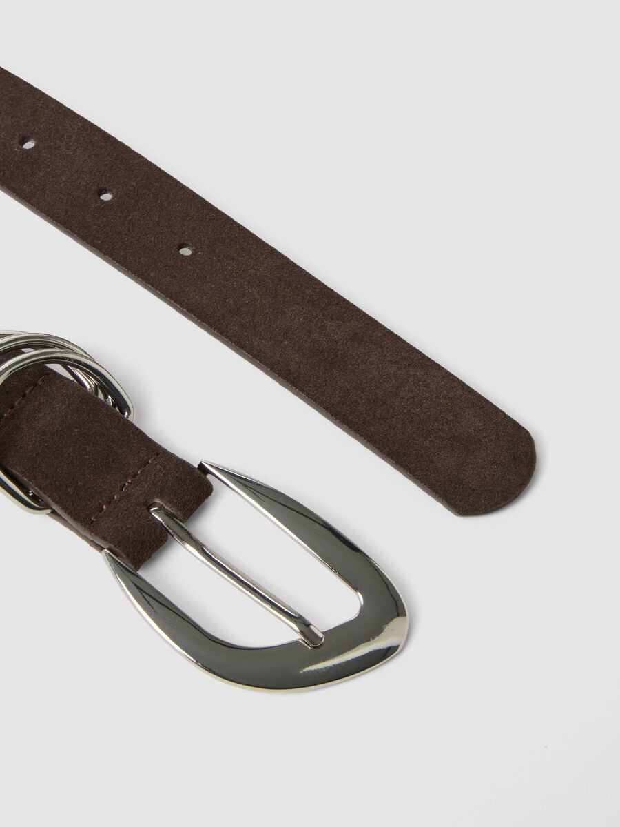 Cintura marrone in vera pelle con fibbia in metallo_1