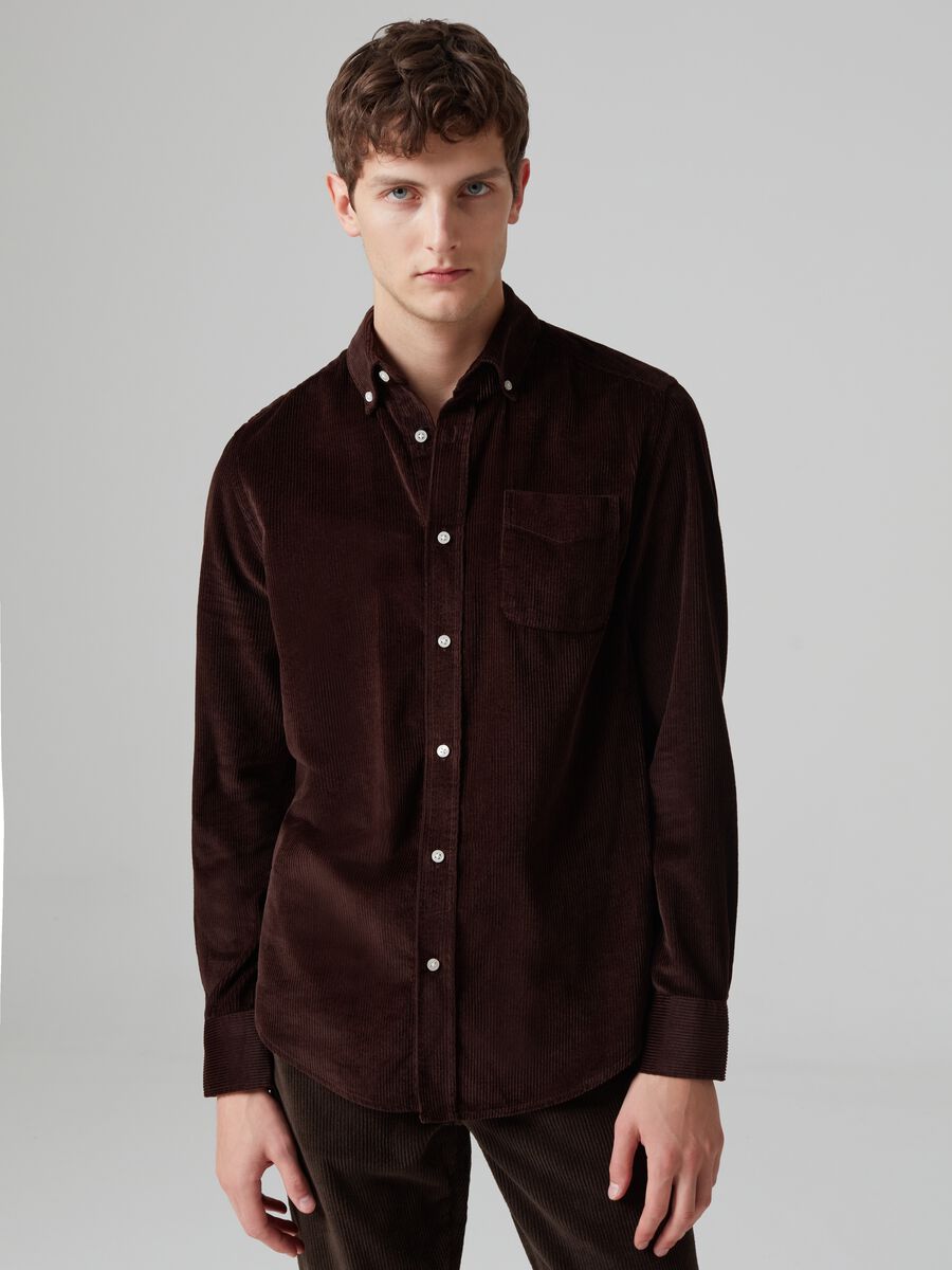 Camicia in corduroy con tasca_1