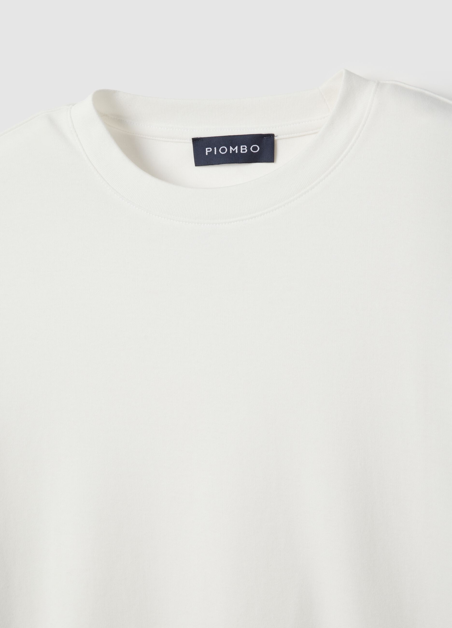 White cotton crew neck T-shirt, regular fit
