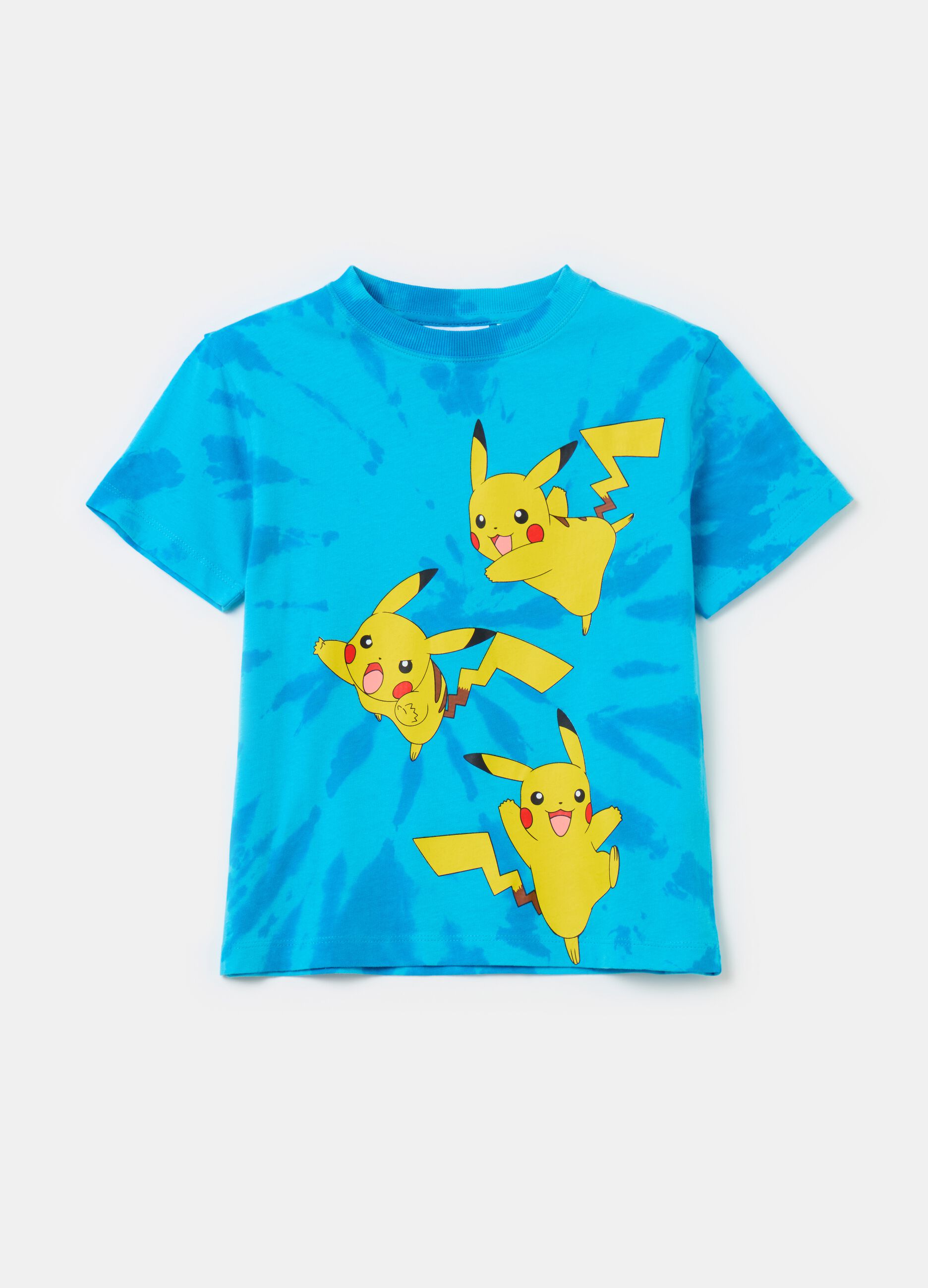 Tie-dye T-shirt with Pokémon Pikachu print