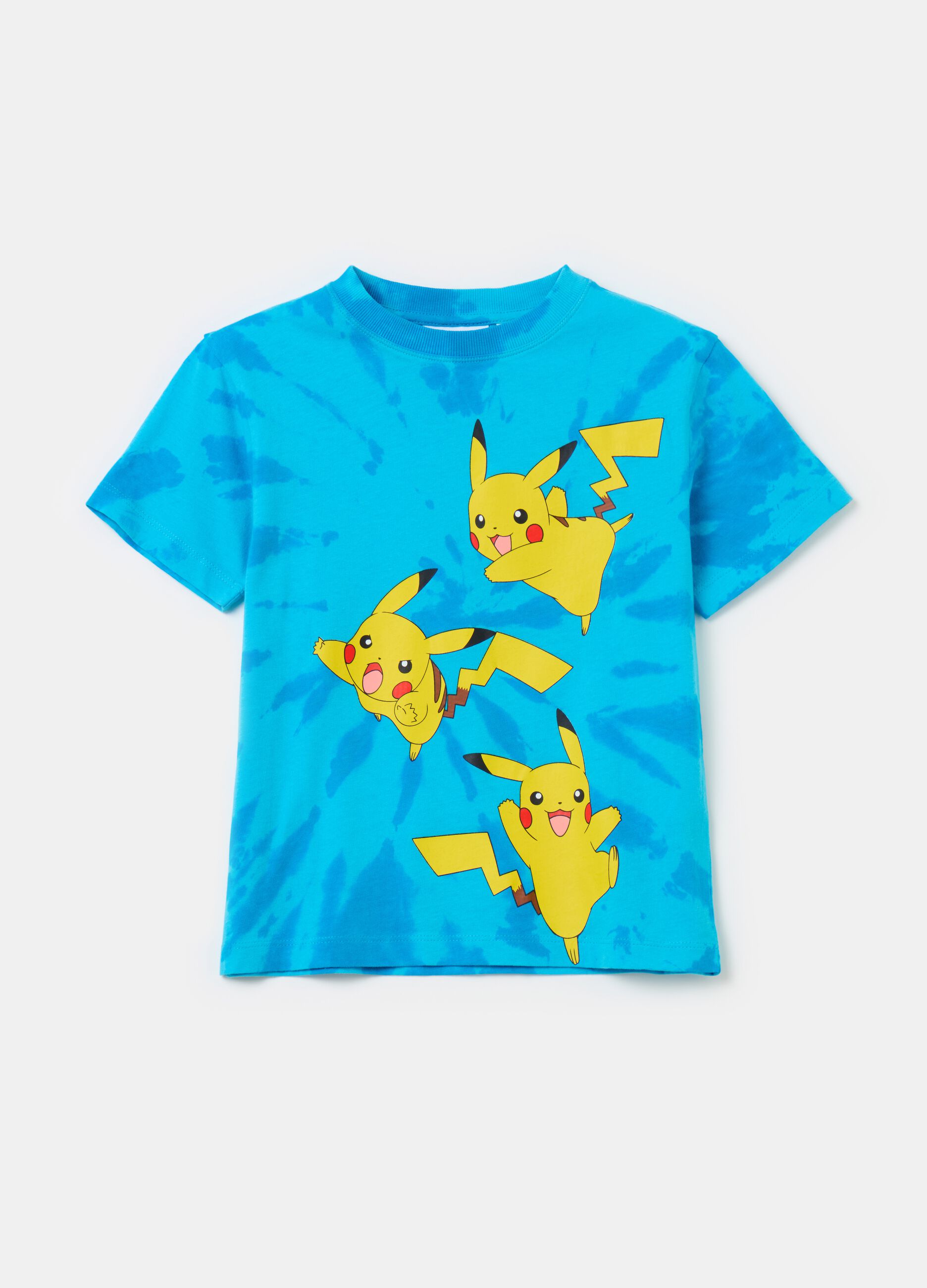 T-shirt Tie Dye con stampa Pokemon Pikachu