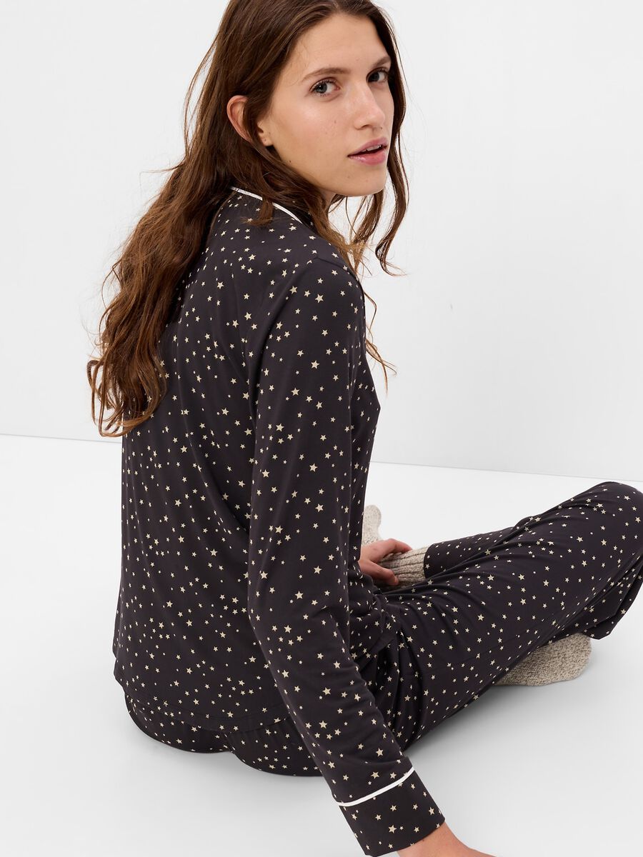 Top pigiama a camicia con stampa stelle_1