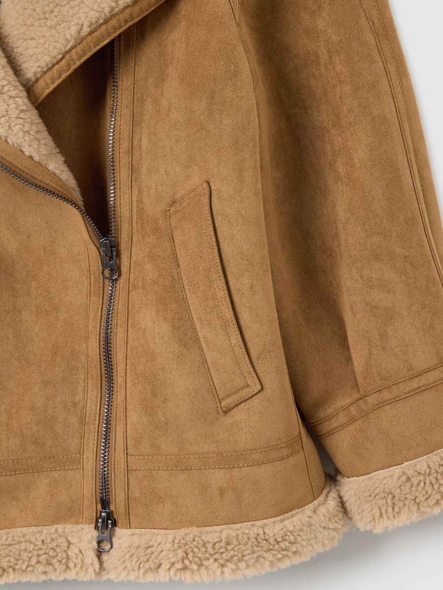 Giacca biker marrone vestibilità over_5