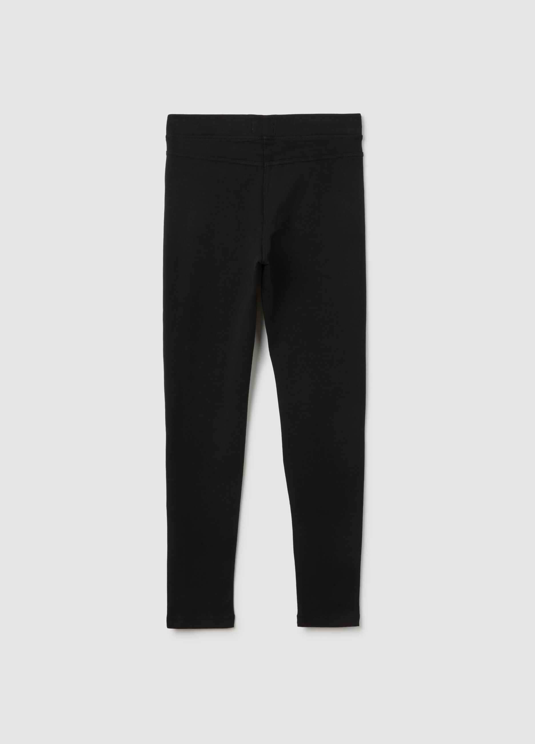 Girls' Black Stretch Cotton Treggings